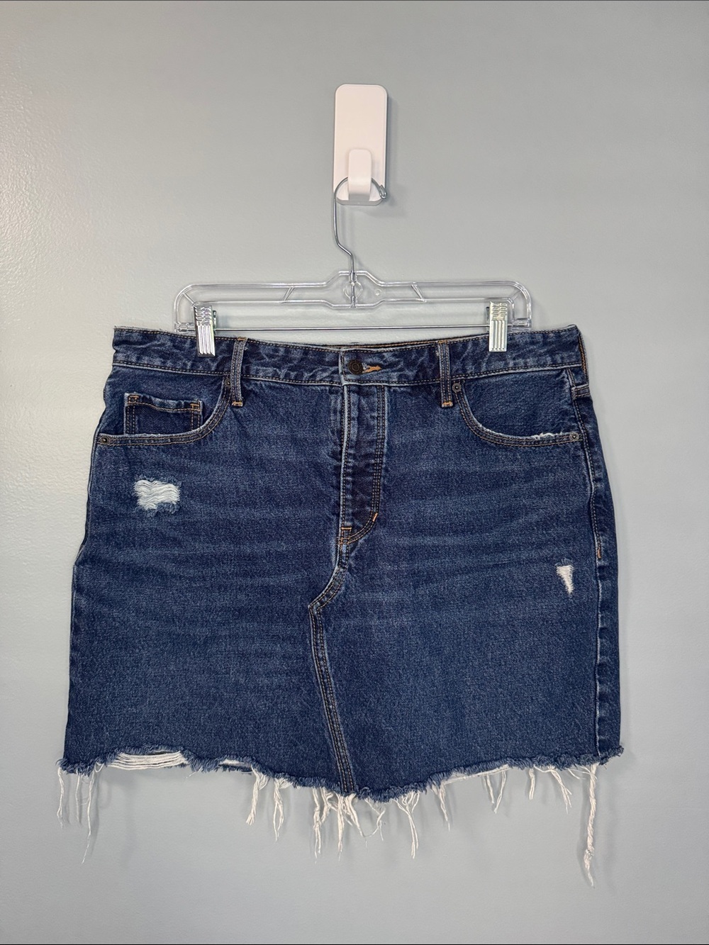 Old Navy Dark Blue Distressed Denim Mini Skirt